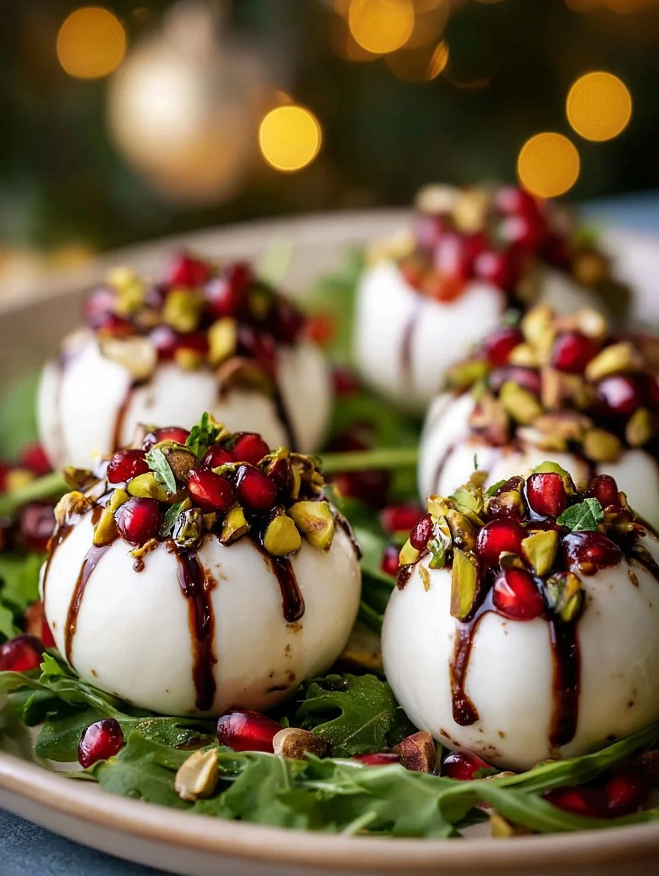 Pomegranate and Burrata themed Christmas ornaments for holiday decor