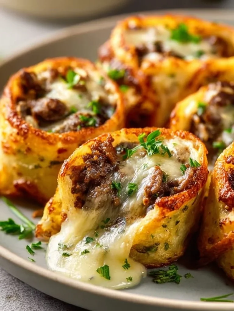 Scrumptious Keto Philly Cheesesteak Rolls on a plate