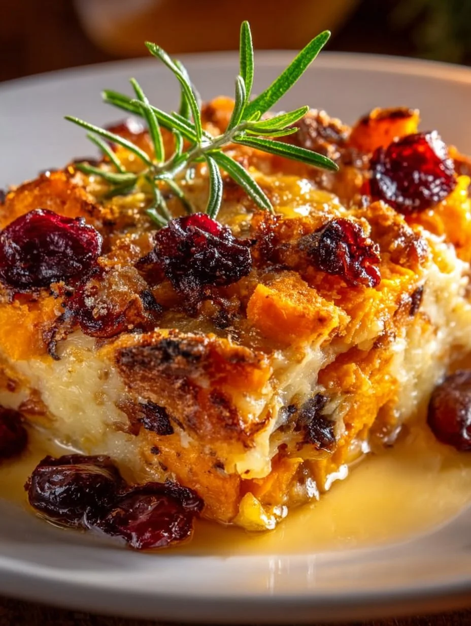 Delicious Sweet Potato & Cranberry Gratin baked to perfection