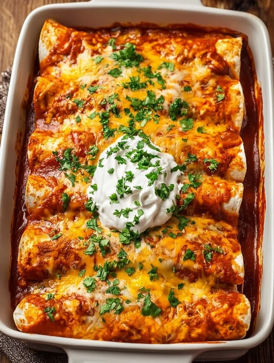 Delicious quick and easy chicken enchiladas served on a plate.