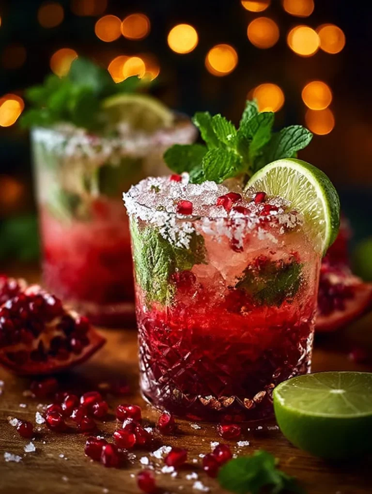 Delicious Winter Pomegranate Mojito garnished with mint and pomegranate seeds