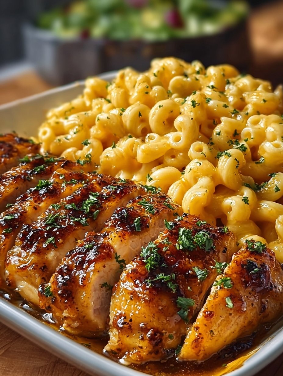High-Protein Honey Garlic Butter Chicken with Mac & Cheese