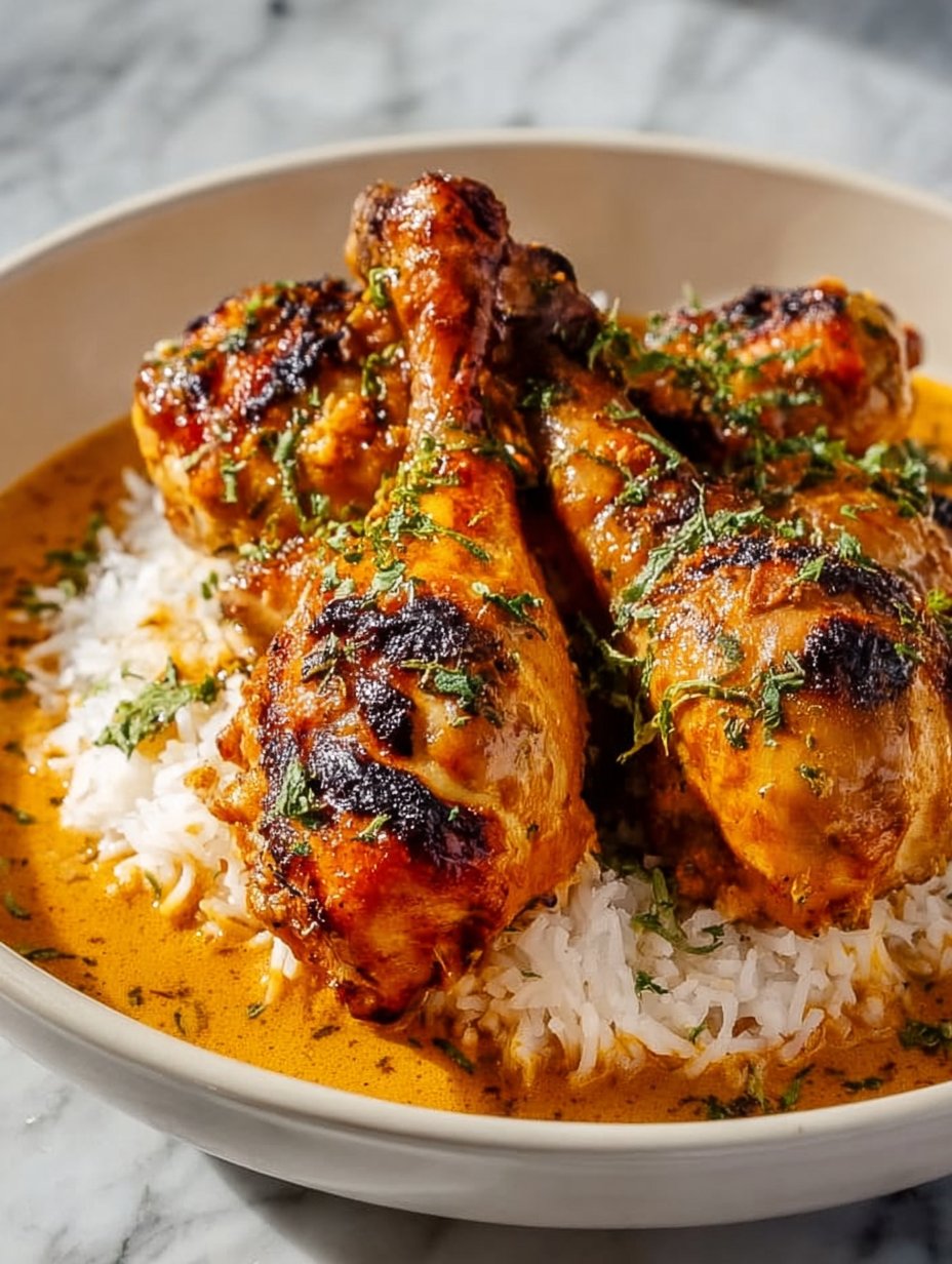 Creamy Paprika Chicken Drumsticks with Steamed Rice