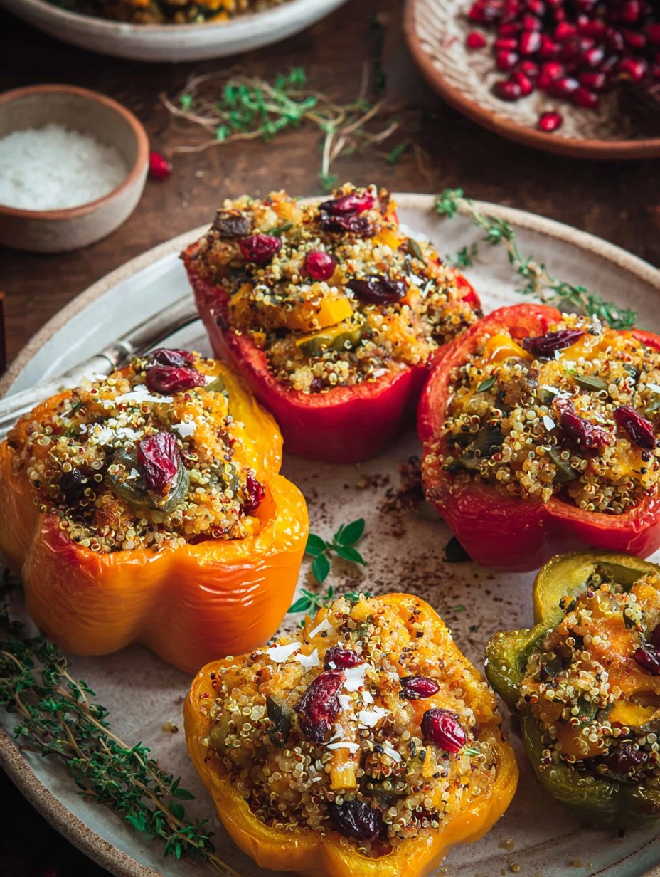 Quinoa Stuffed Bell Peppers with Squash and Cranberries