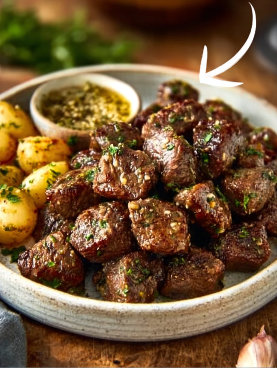 High Protein Slow Cooker Garlic Butter Beef Bites