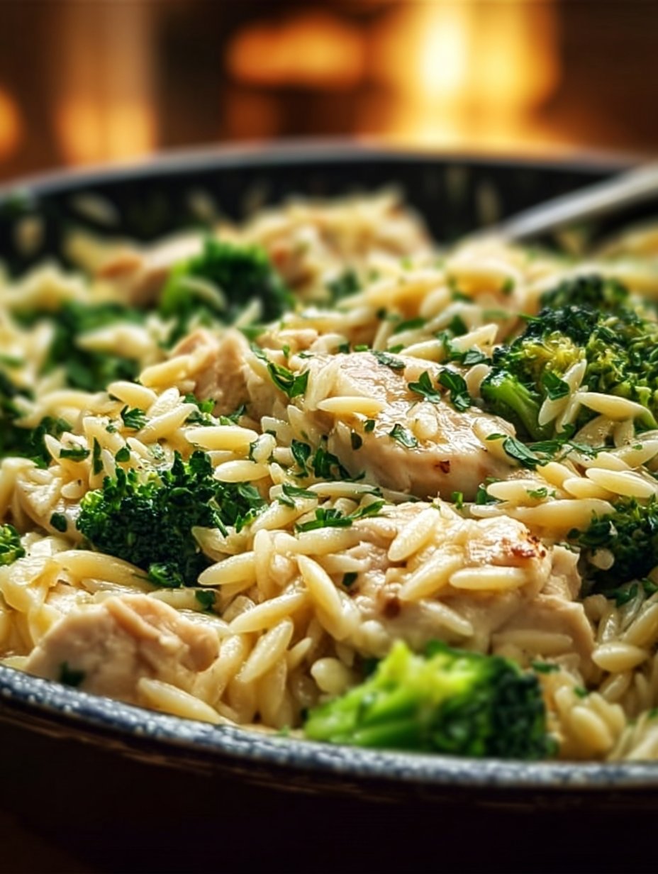 Easy Creamy Chicken and Broccoli Orzo