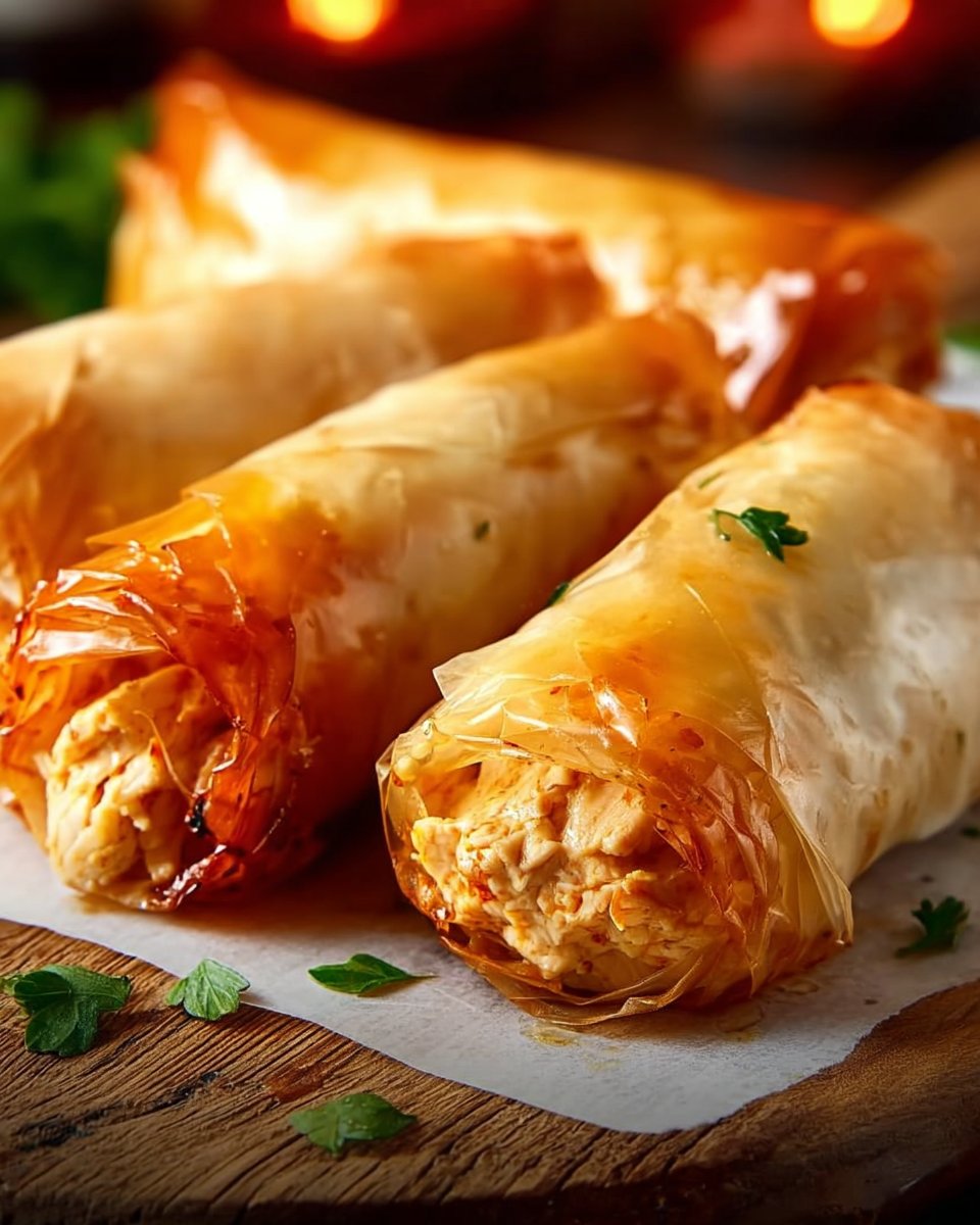 Buffalo Chicken Phyllo Wraps