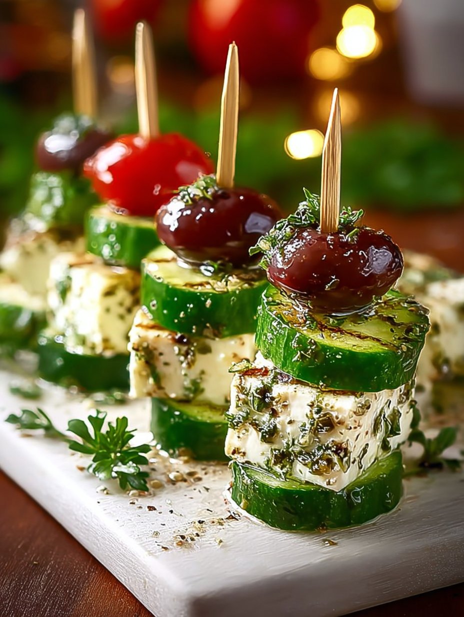 Greek Feta & Cucumber Bite Skewers