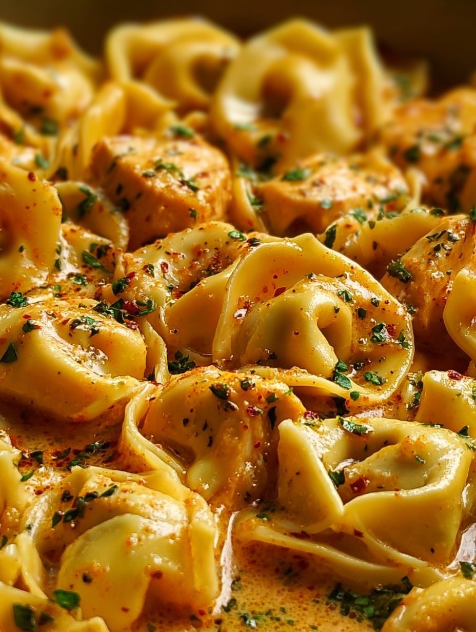 One Pot Spicy Garlic Butter Chicken Tortellini