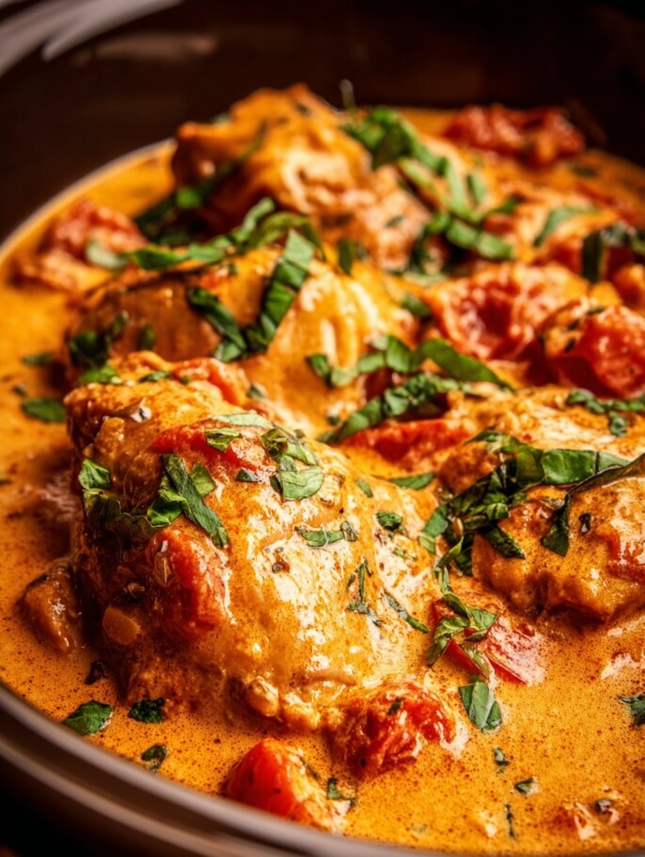 Slow Cooker Creamy Tomato Basil Chicken