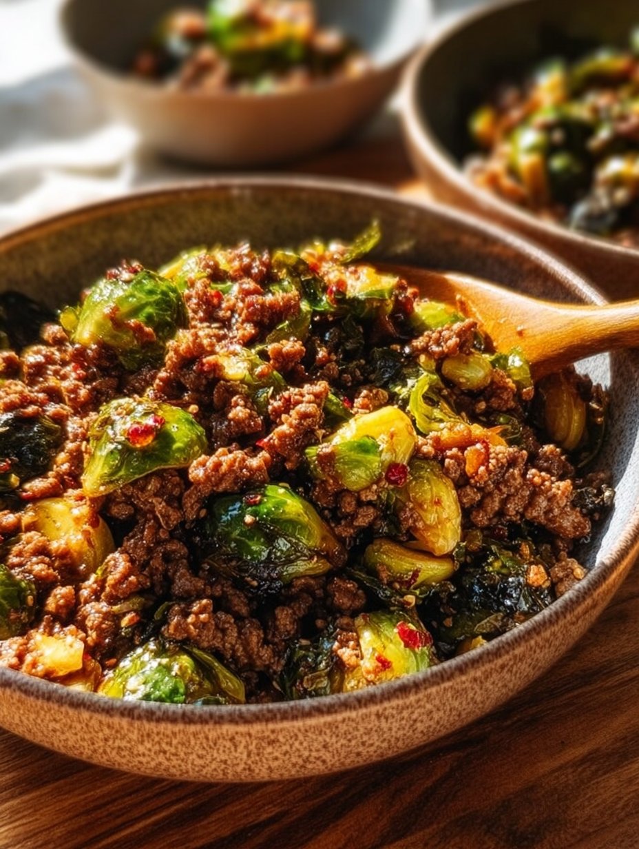Ground Beef and Brussels Sprouts