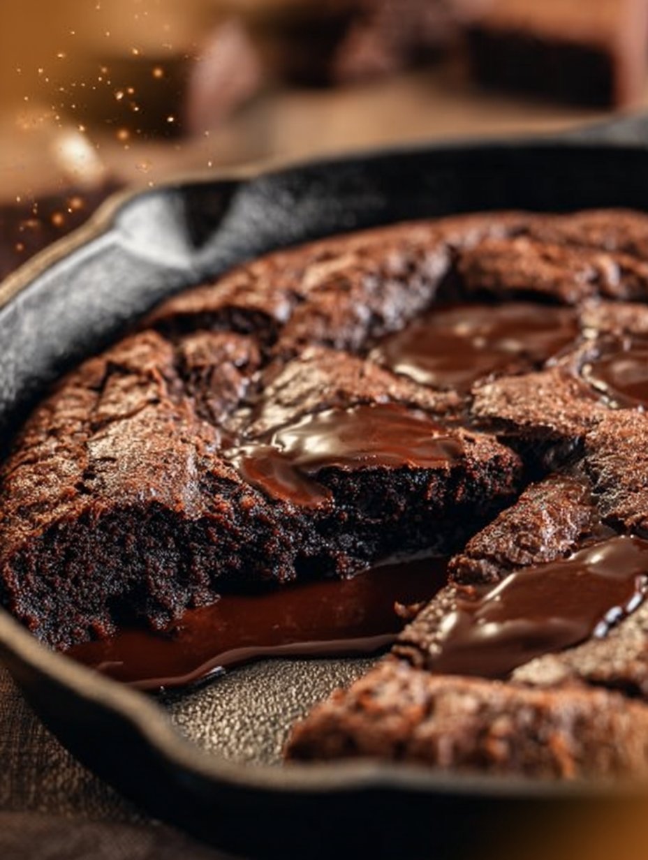 Skillet Brownie with Homemade Jarred Brownie Mix Recipe