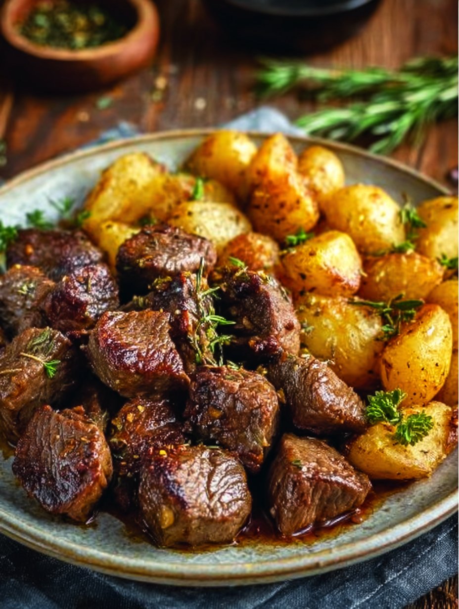 High Protein Slow Cooker Garlic Butter Beef Bites