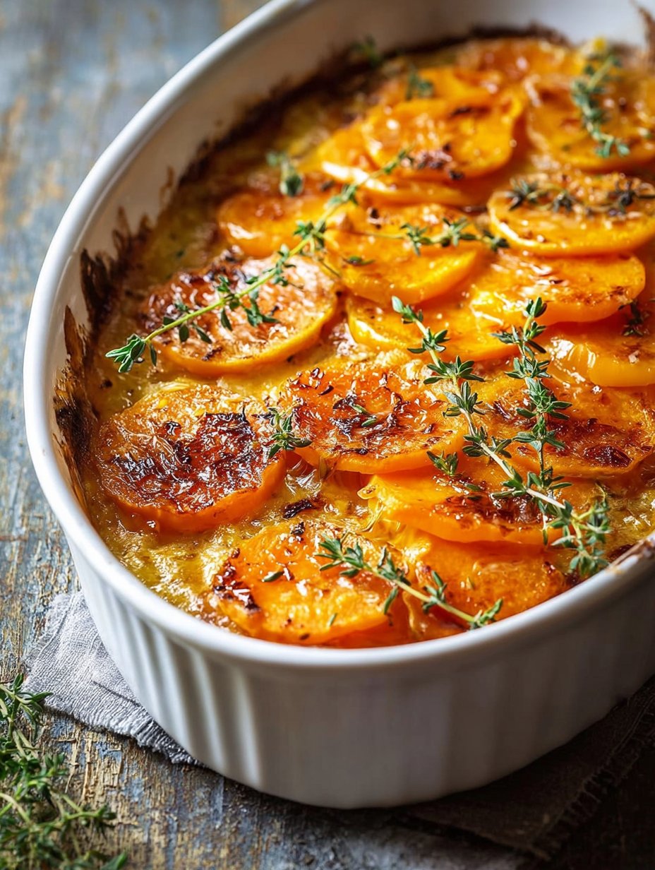 Creamy Garlic Butter Sweet Potato Bake