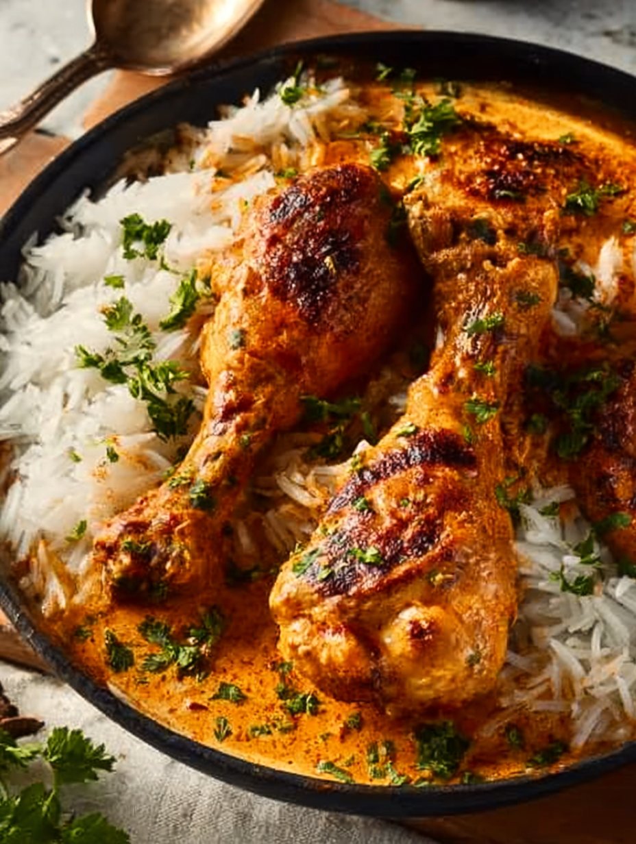 Creamy Paprika Chicken Drumsticks with Steamed Rice