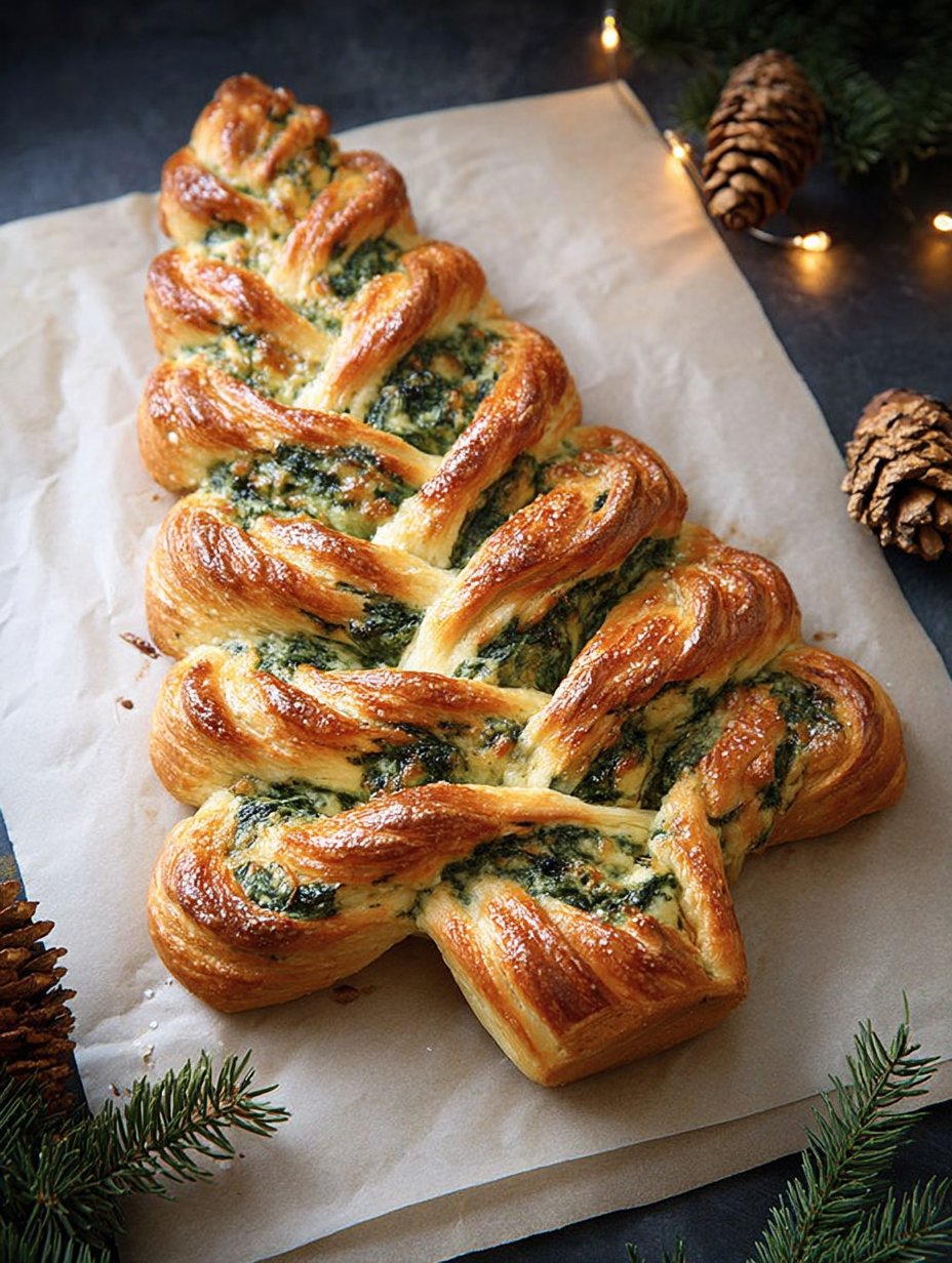Christmas Tree Spinach Dip Breadsticks