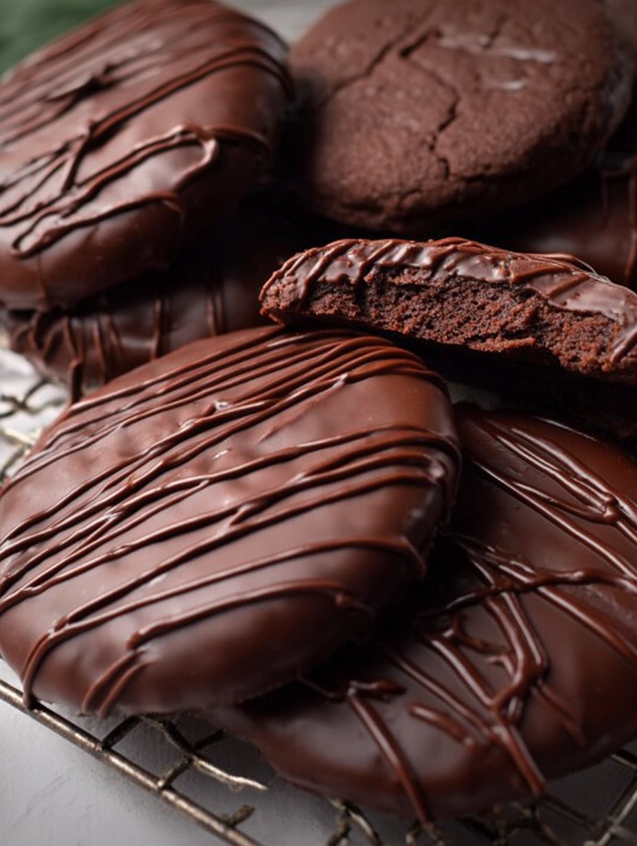 Healthy Homemade Thin Mint Cookies crisp edges, glossy chocolate sheen, cool mint scent