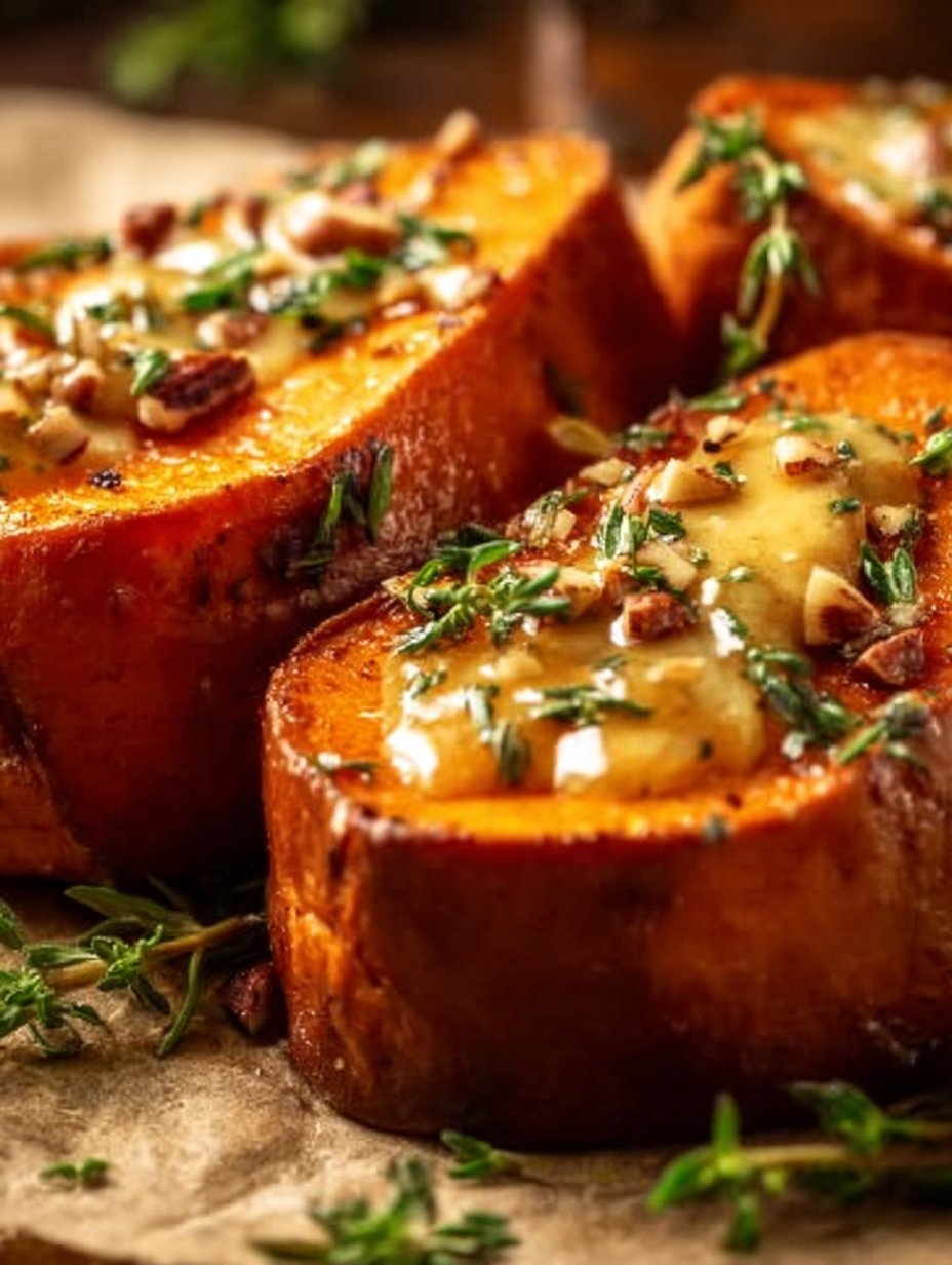 Slow-Roasted Sweet Potatoes with Maple Butter Pecan Sauce