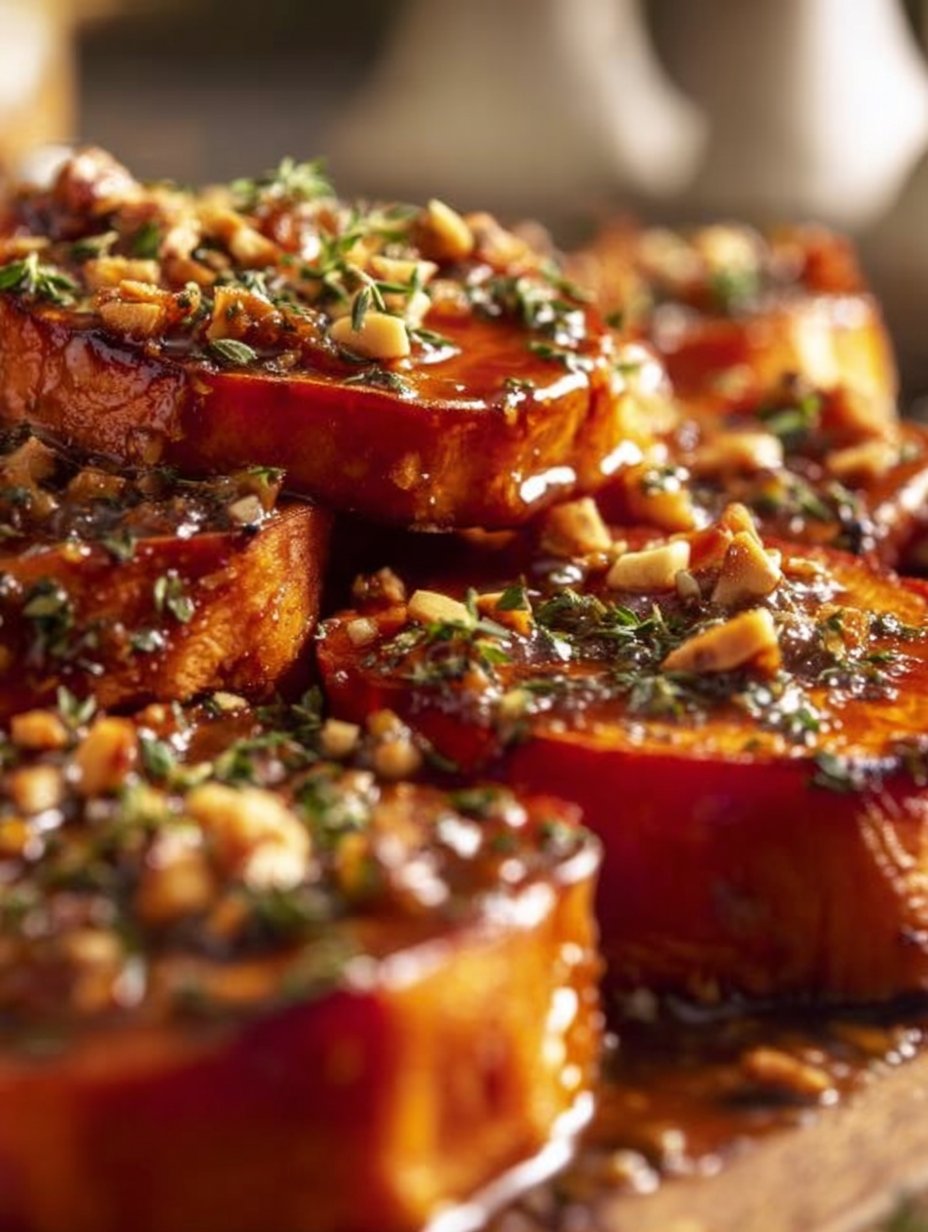 Slow-Roasted Sweet Potatoes with Maple Butter Pecan Sauce