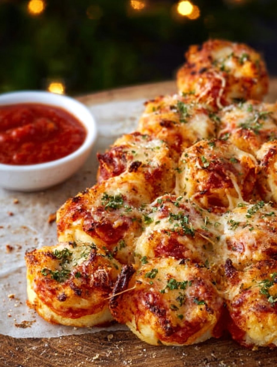 Pull Apart Christmas Tree Pizza Bites