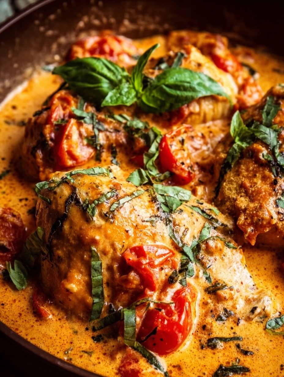 Slow Cooker Creamy Tomato Basil Chicken