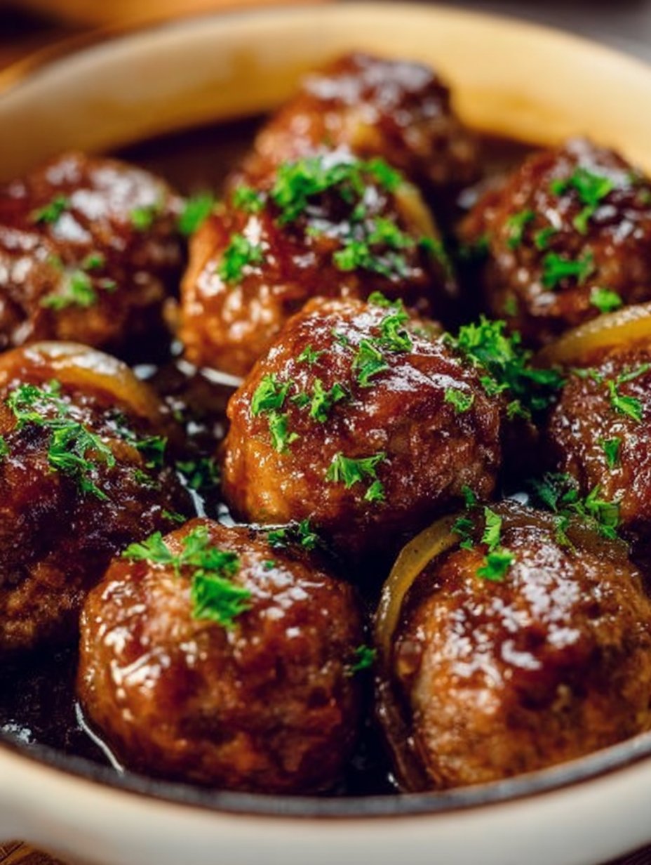 Slow Cooker French Onion Meatballs