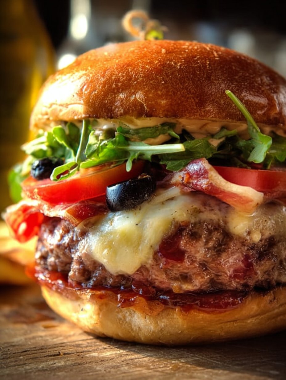 Muffuletta Stuffed Burger