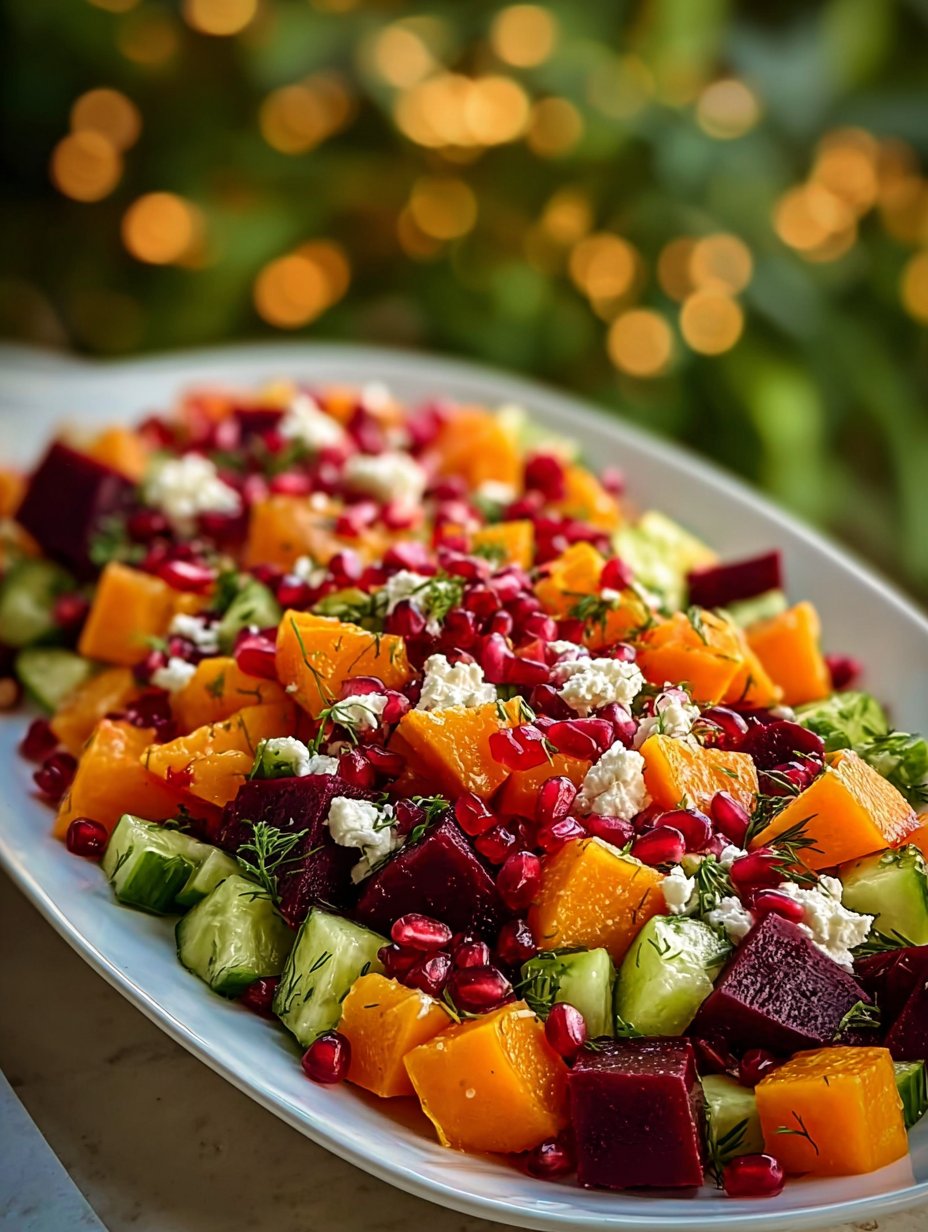 Winter Jewel Salad with Roasted Beets, Sweet Potato & Citrus Honey Yogurt Drizzle