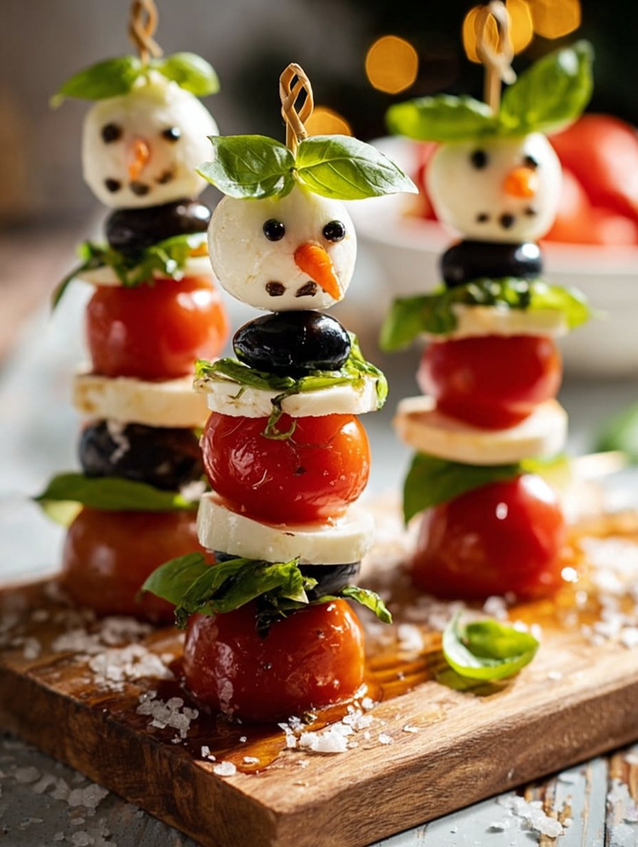 Snowman Caprese Skewers
