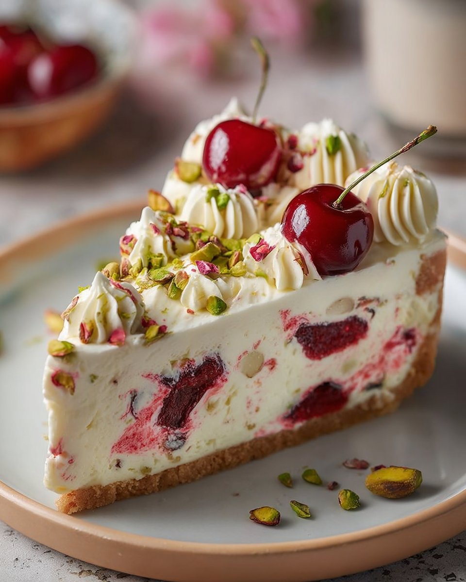 Luscious Lemon-Lime Cherry Pistachio Cheesecake