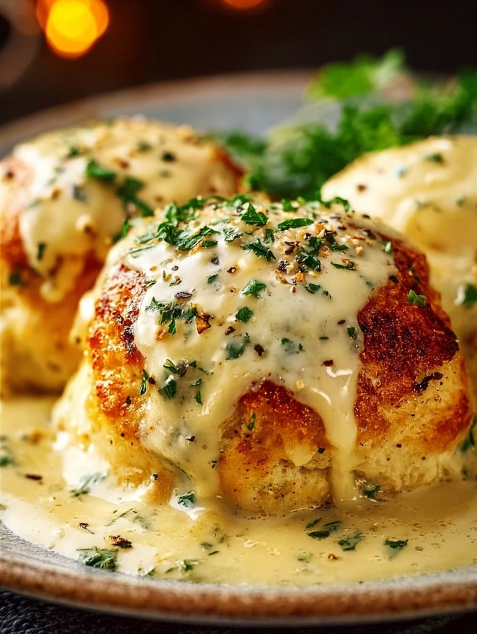 Creamy Chicken Pillows with Parmesan Sauce