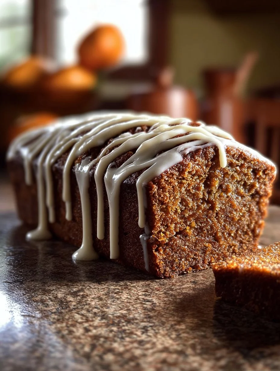 Slice of amazing spiced gingerbread loaf on a wooden table