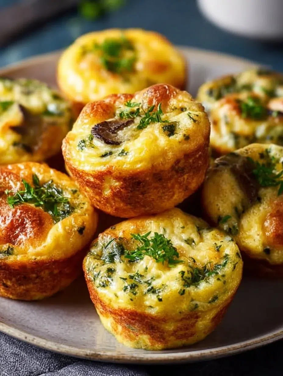 Baked egg muffins filled with vegetables and cheese in a muffin tin