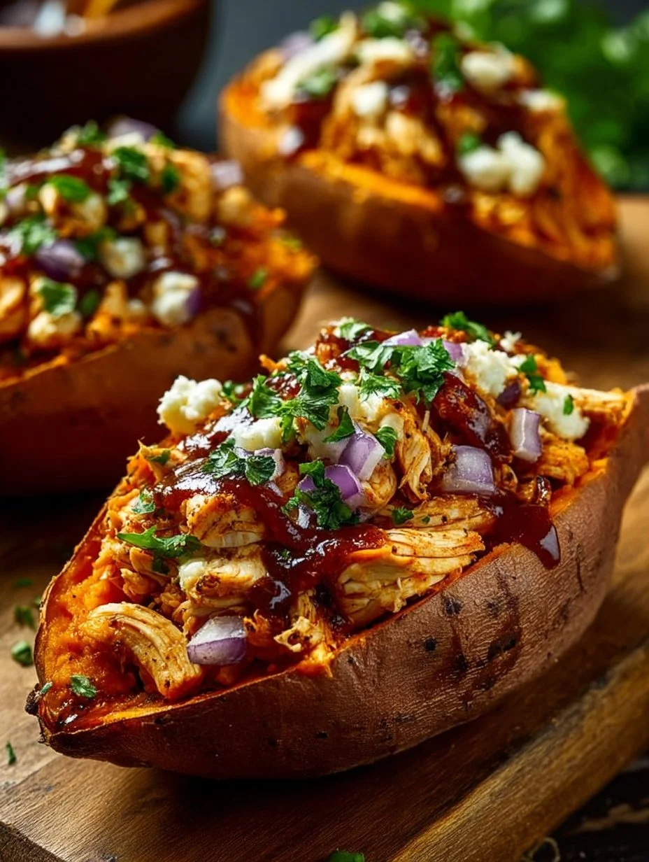 BBQ Chicken Stuffed Sweet Potatoes