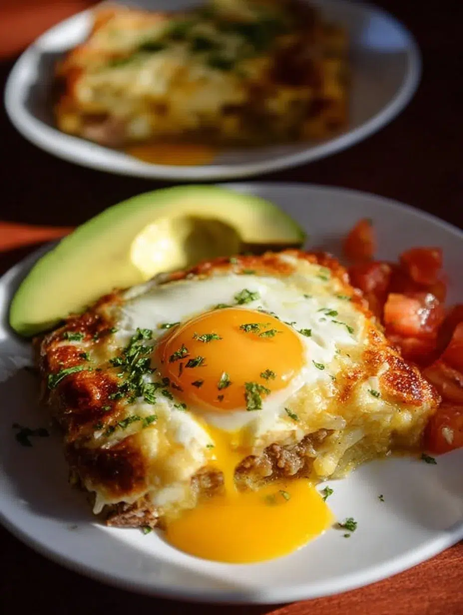 Delicious Breakfast Burrito Bake served on a plate with fresh toppings