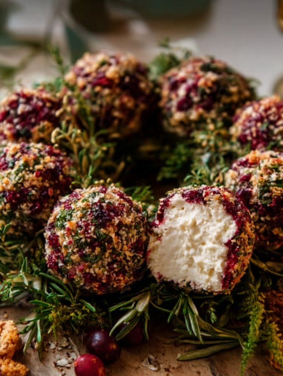 Festive Cheese Ball Wreath