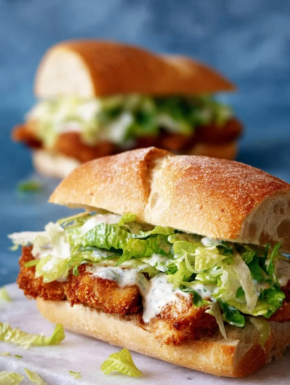 Delicious Chicken Caesar Sandwich with lettuce, chicken, and Caesar dressing