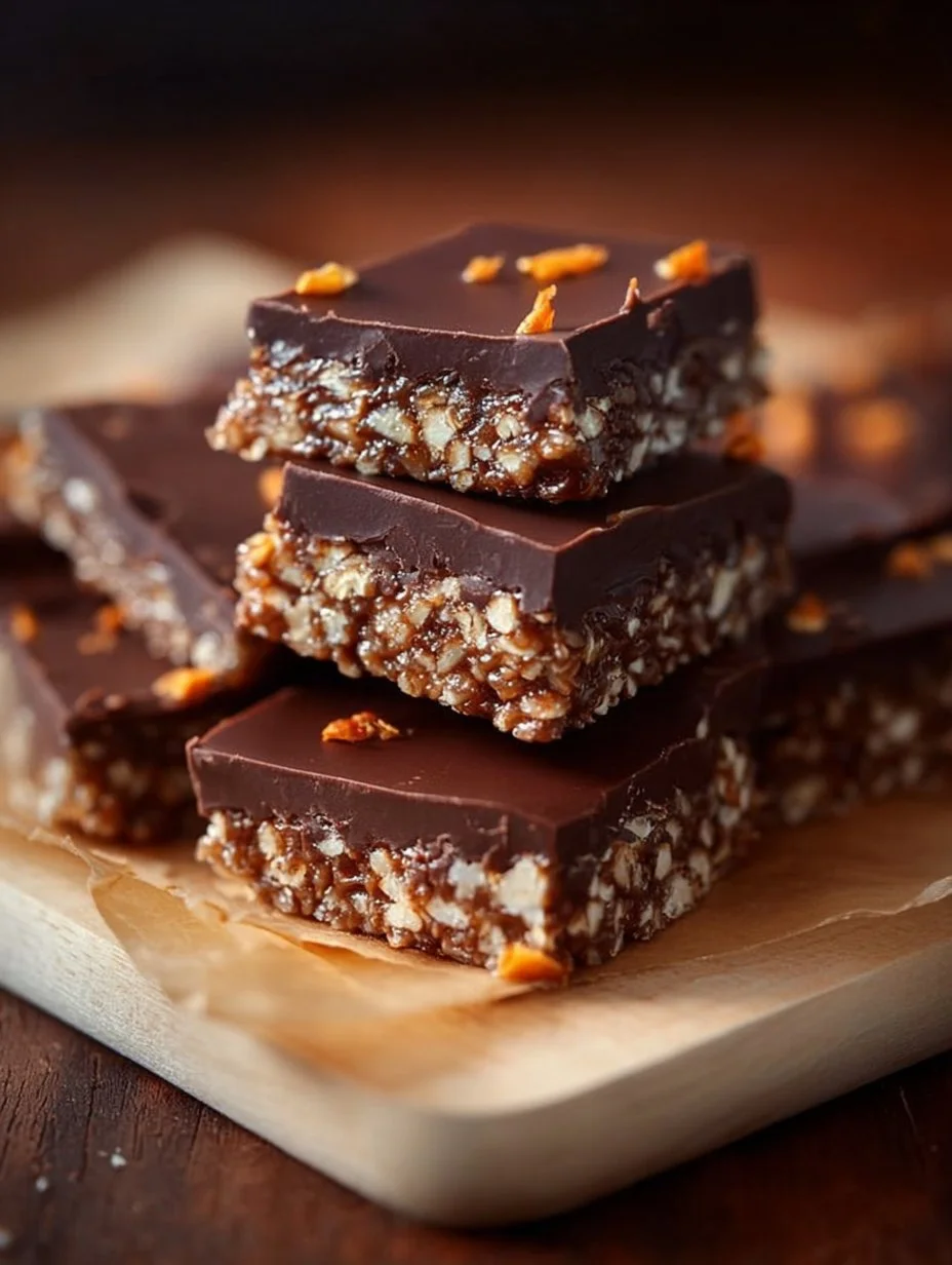 Delicious homemade Chocolate Fudge Crunch Bars with a crunchy topping