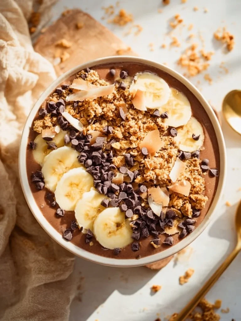 Chunky Monkey Smoothie Bowl topped with bananas and nuts