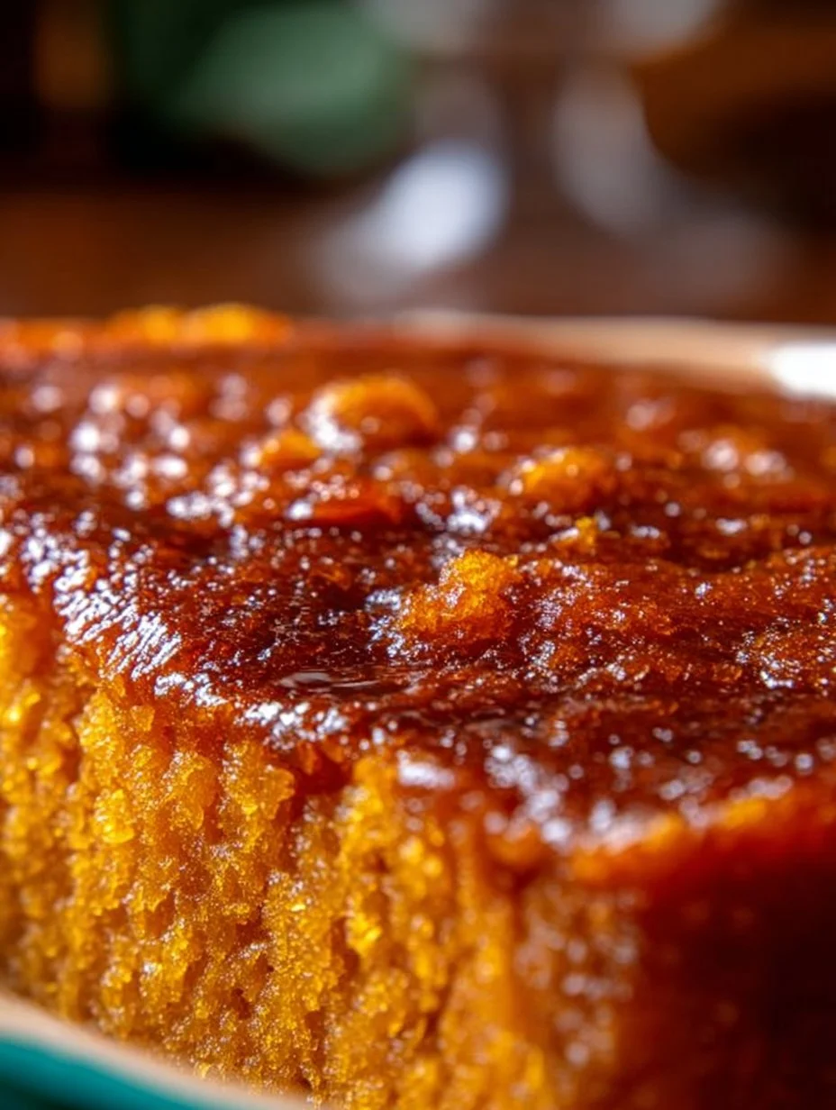 Delicious slice of Classic Southern Sweet Potato Pone on a plate