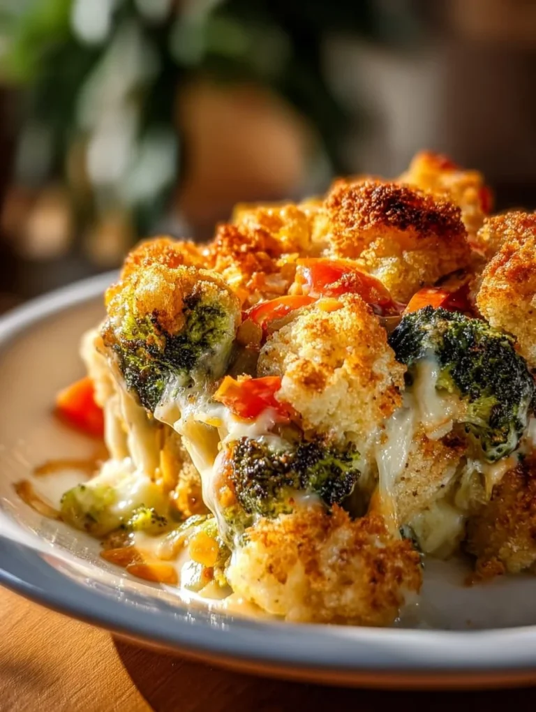Creamy winter vegetable casserole with baked seasonal vegetables