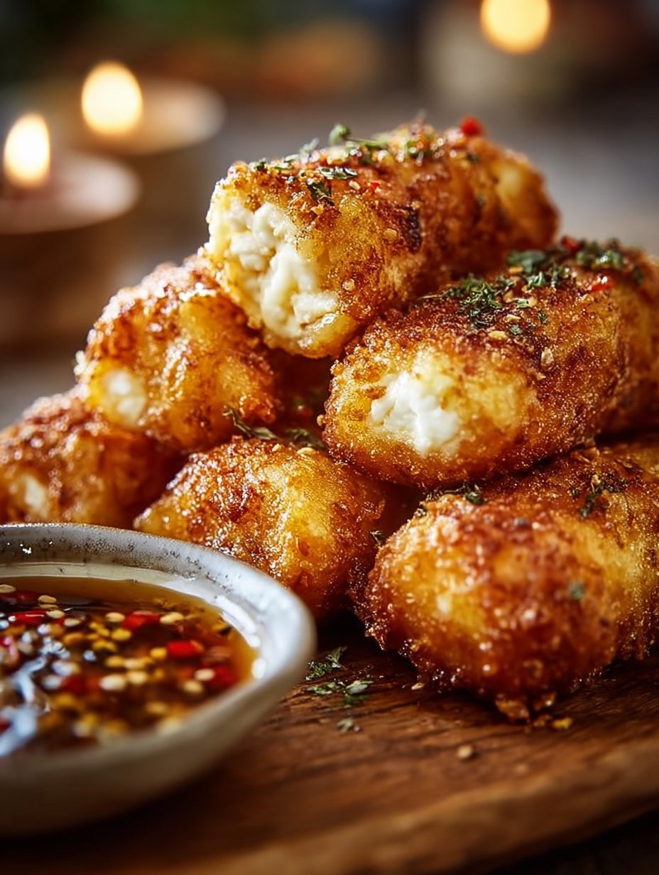 Crispy Oven Fried Feta Rolls