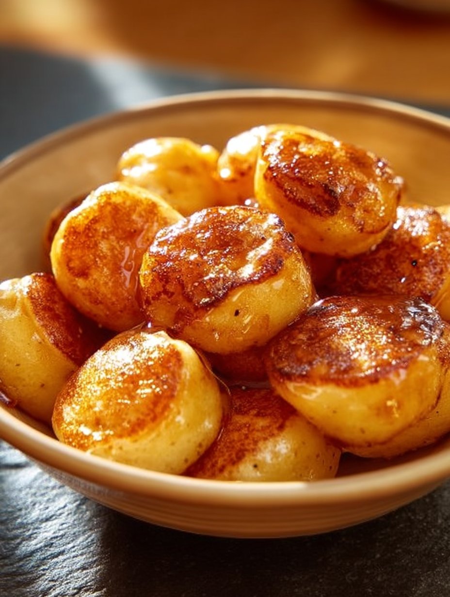 Pancake Poppers arranged in a mini muffin tin, golden brown and glistening