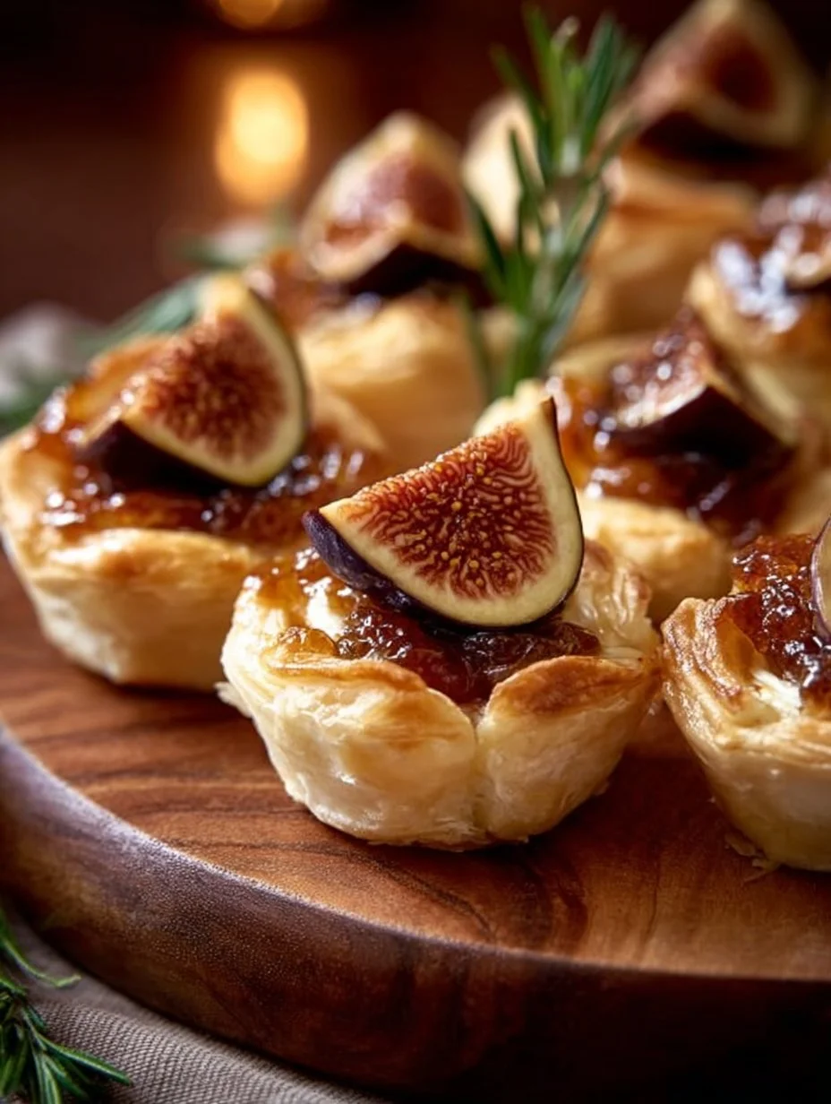 Plate of delicious Fig Brie Bites, a creamy and savory appetizer.