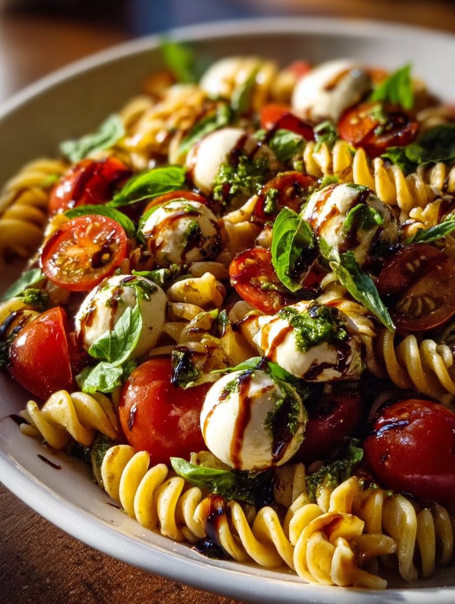 Caprese Pasta Salad with Balsamic Glaze