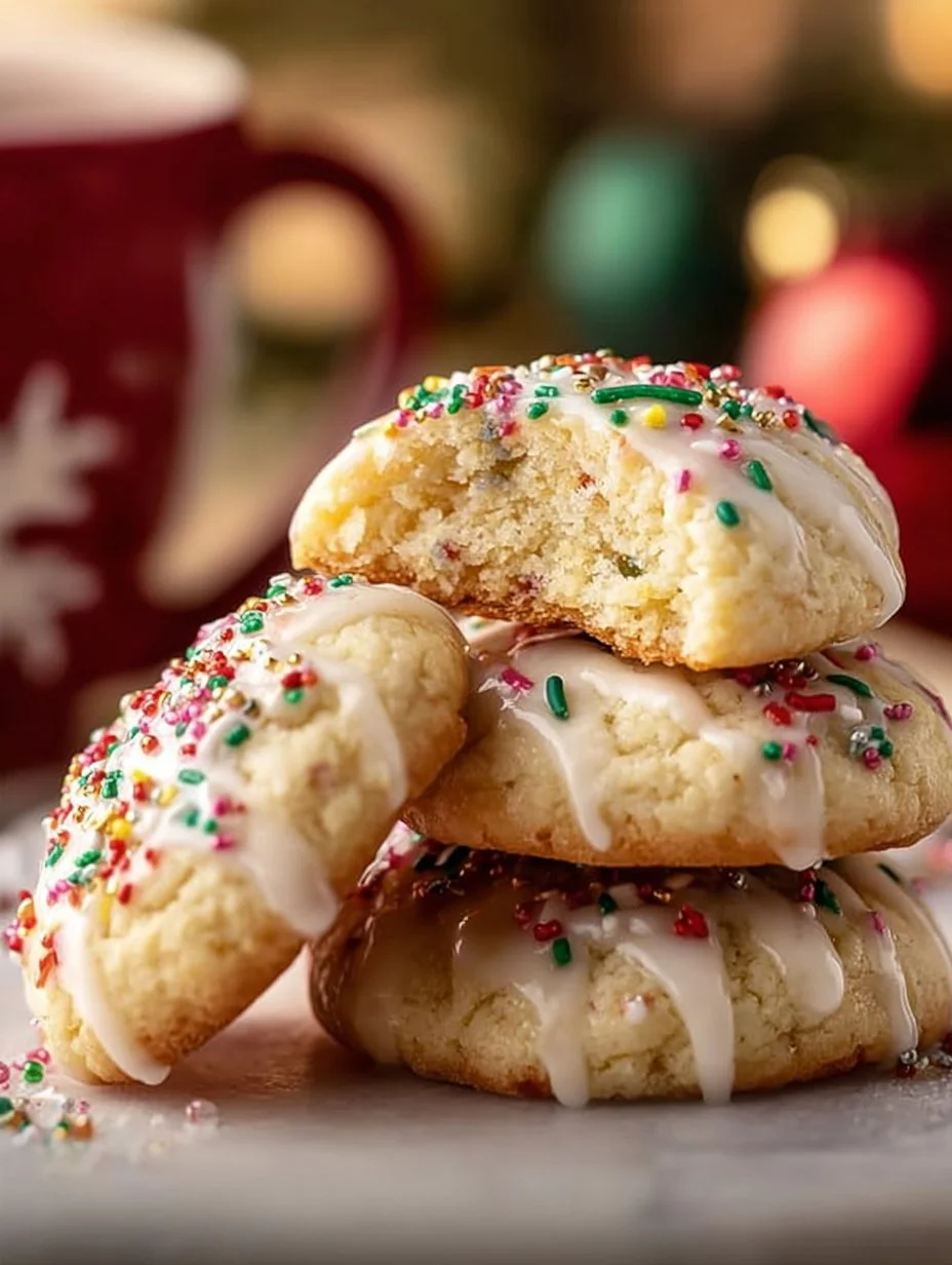 Delicious Italian ricotta cookies decorated for Christmas