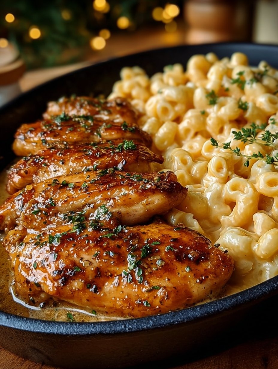 High-Protein Honey Garlic Butter Chicken with Mac & Cheese
