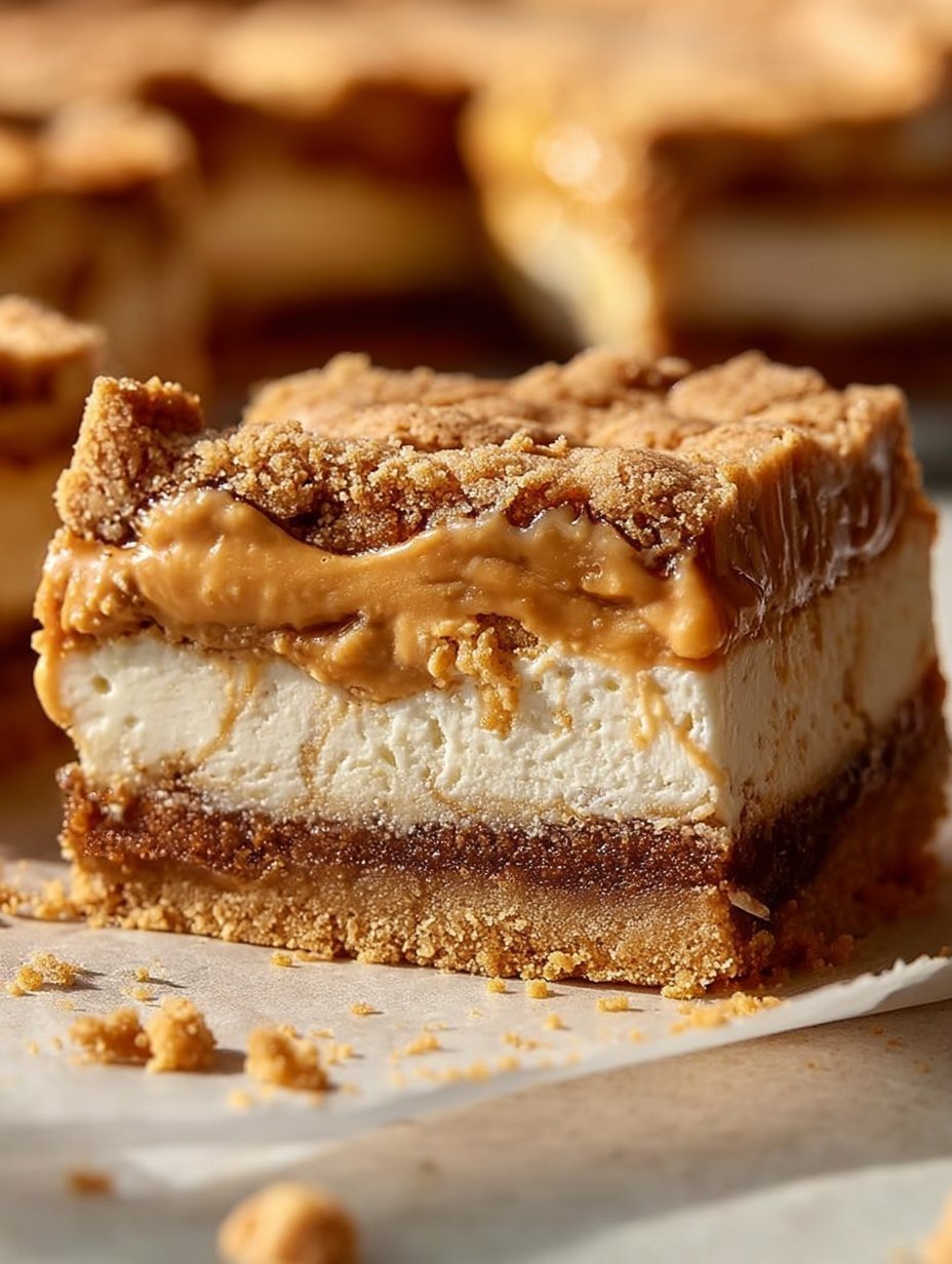 Chewy Peanut Butter Greek Yogurt Cookie Pie Bars with Crackled Tops