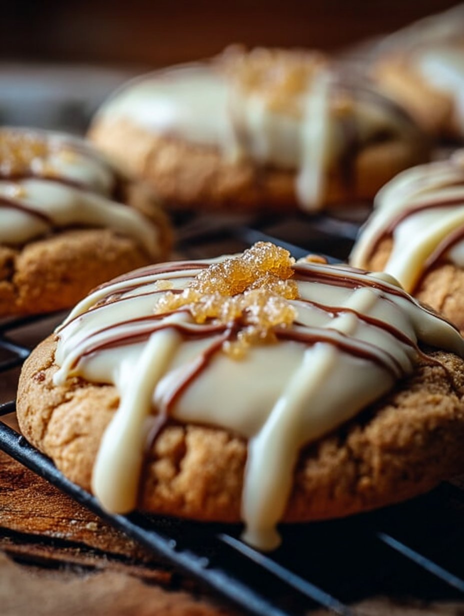 Chewy Maple Cookies Dipped in White Chocolate