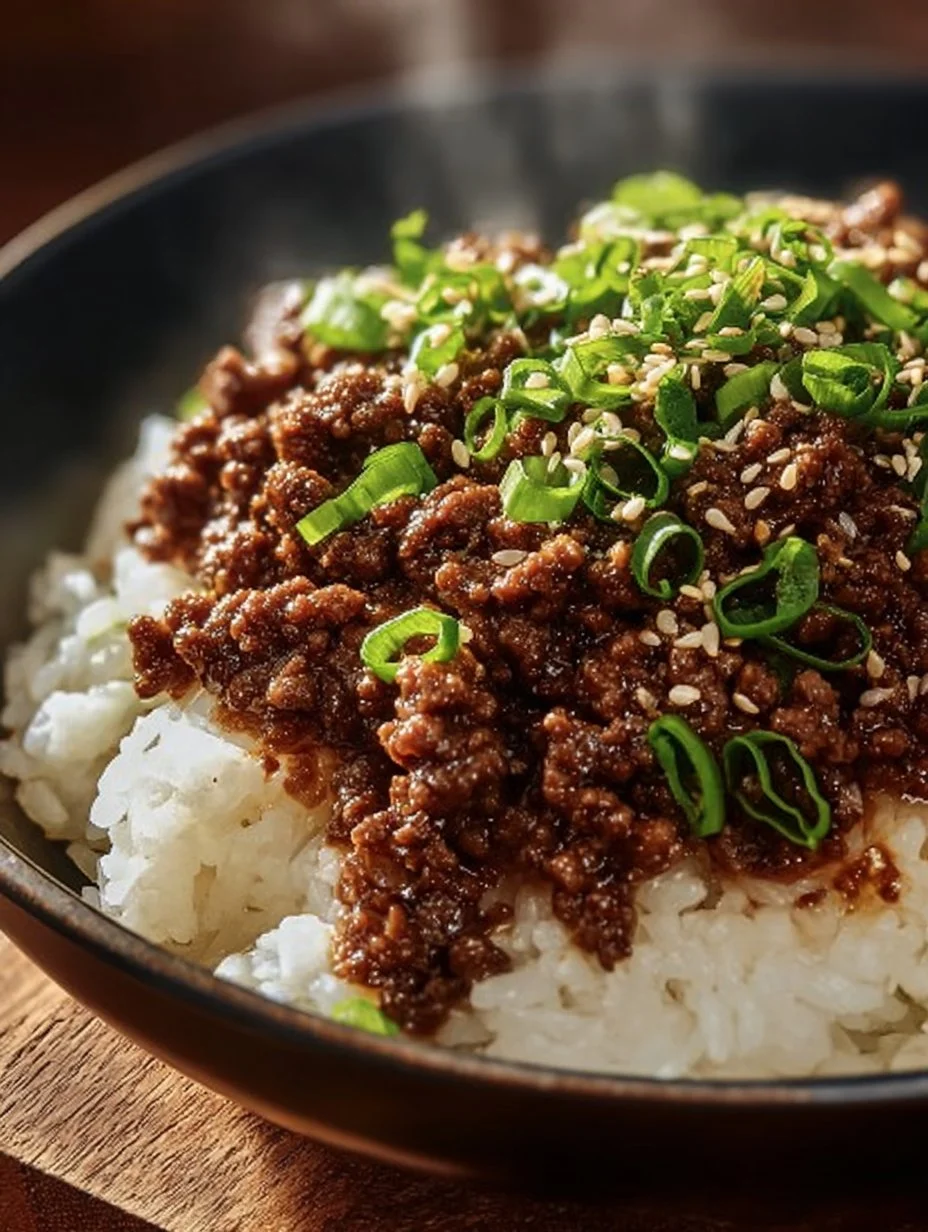 Delicious Korean Ground Beef Bowl with vegetables and rice